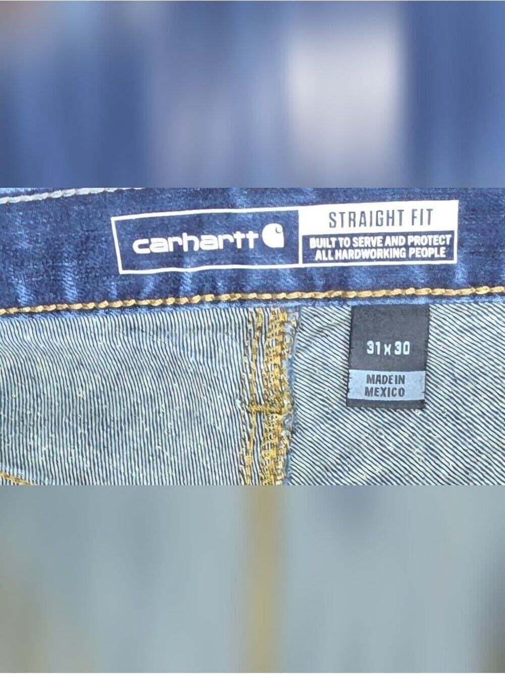Carhartt Straight Fit Jeans 31x30 Dark Wash Workwear Denim Durable Men’s - Picture 10 of 10
